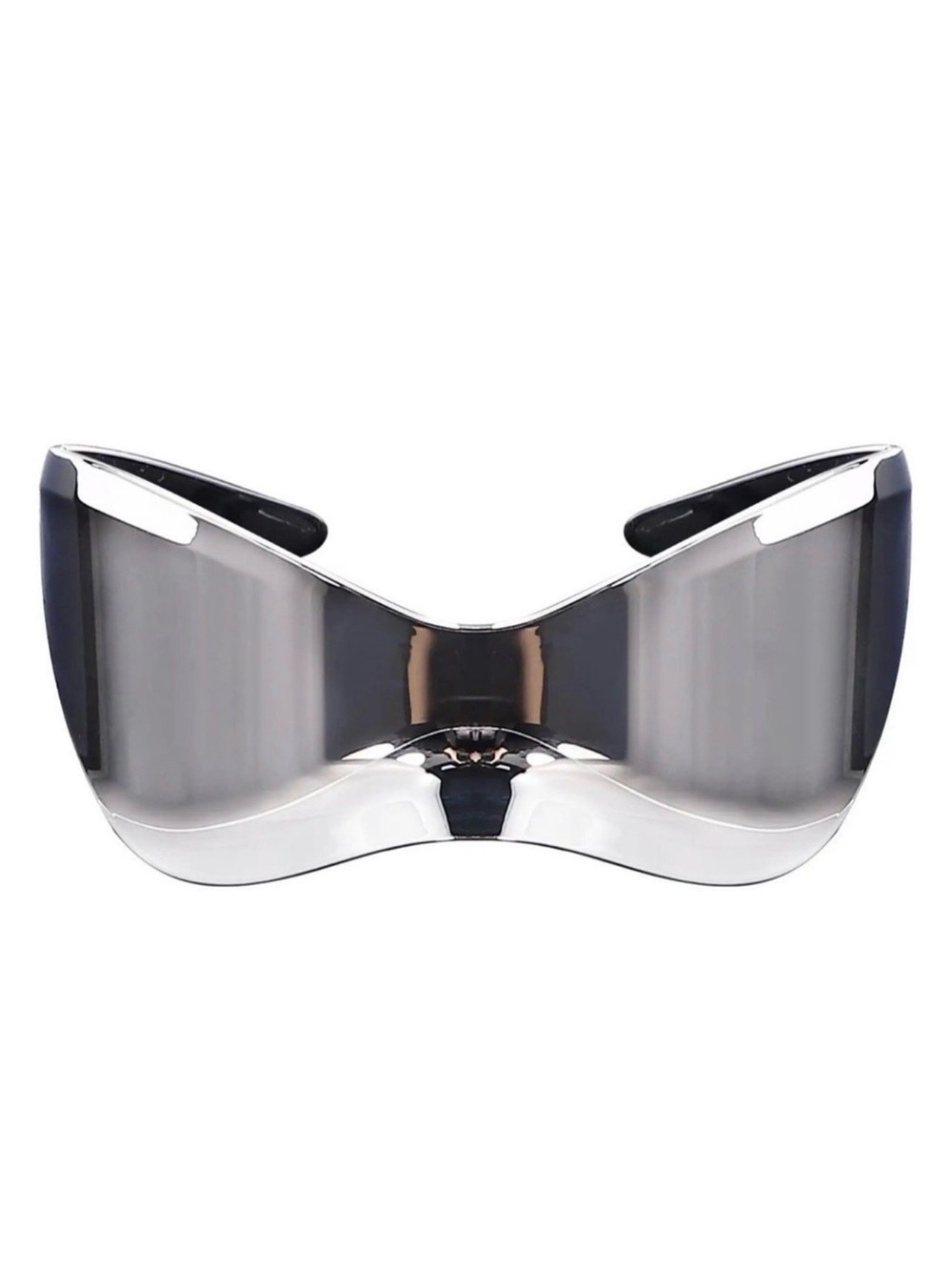 Futuristic Chrome Shield Visor Sunglasses | Festival Y2K Silver Mirror